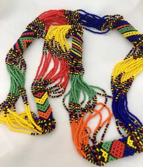 traditional African Maasai woman wearing beaded necklace and